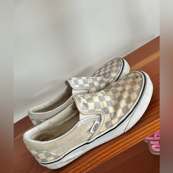 Vans Light Grey Checker slip sneakers women’s size 8 - Picture 5 of 10